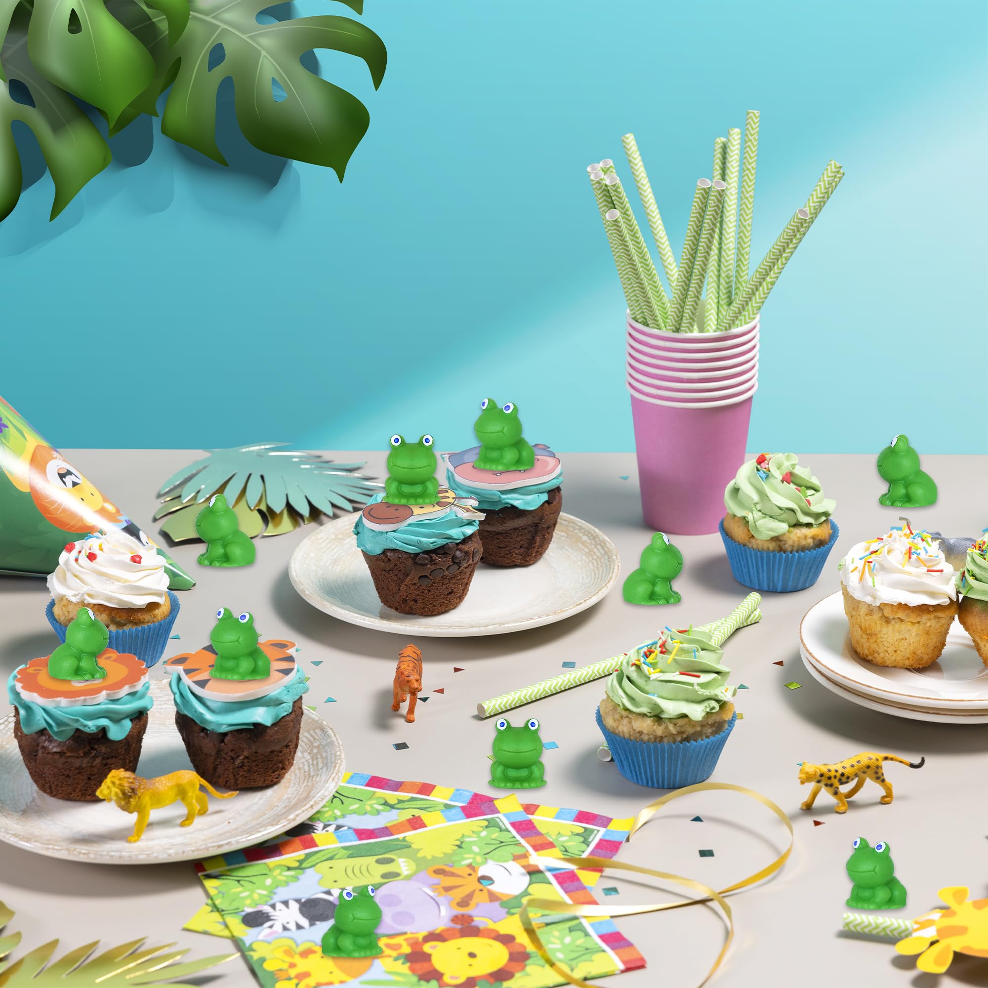 Tindobewan fairy garden frog figures in bright green