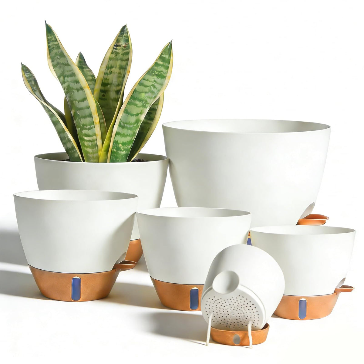 Tinecio self-watering pot 7-inch outer view shows sleek design for balconies.