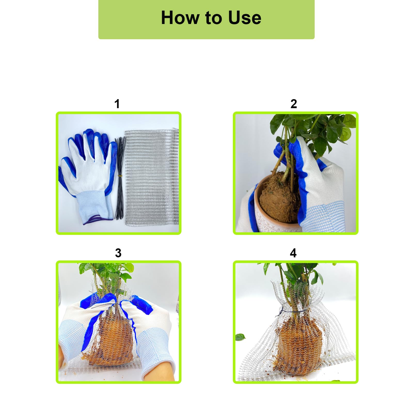 TineDew gopher basket includes gardening gloves for safe handling during installation.