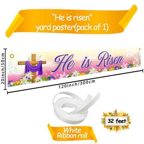 Tineit He is Risen banner on garden entry for festive curb appeal