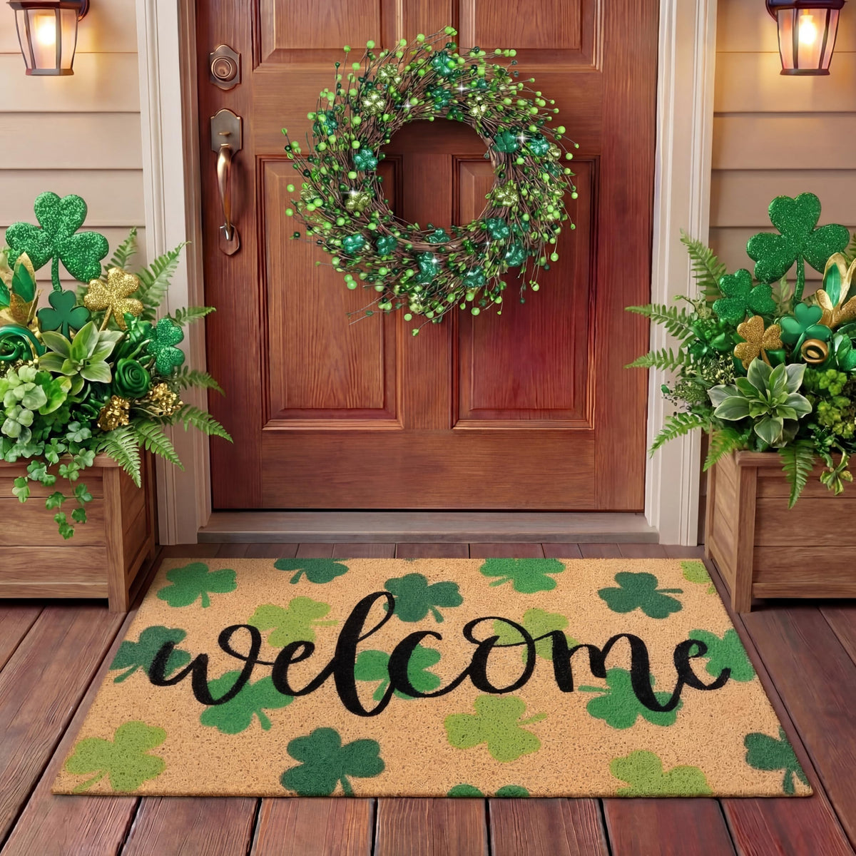 Tingjoo St Patrick's Day doormat with festive green accents welcoming guests