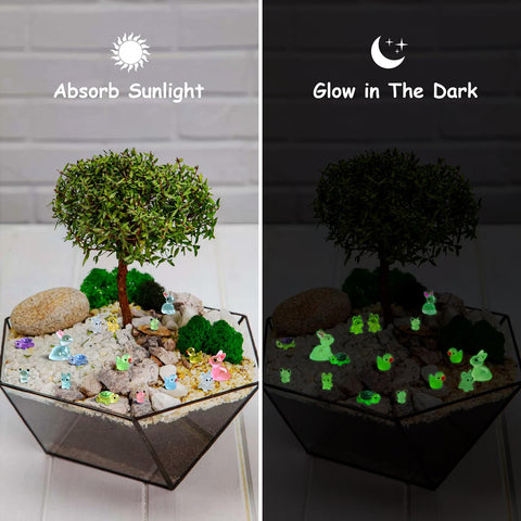 TINGLAN 150-piece mini resin animals frog fosters garden whimsy with subtle night glow.