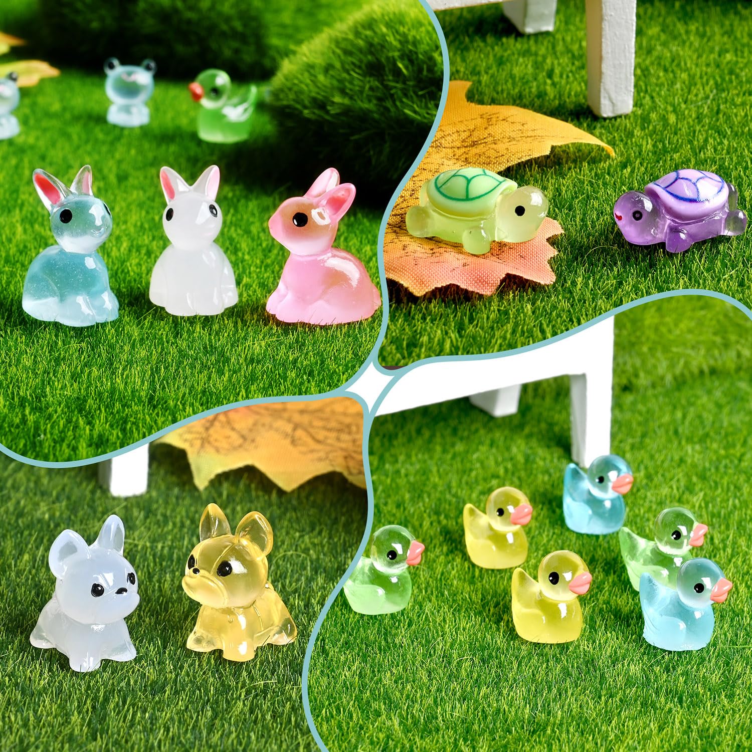 TINGLAN 150-piece mini resin animals puppy adds cute charm with soft luminescence.