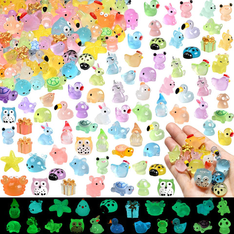 TINGLAN 152-piece tiny resin animals pack displayed as decorative figurines for pots and shelves