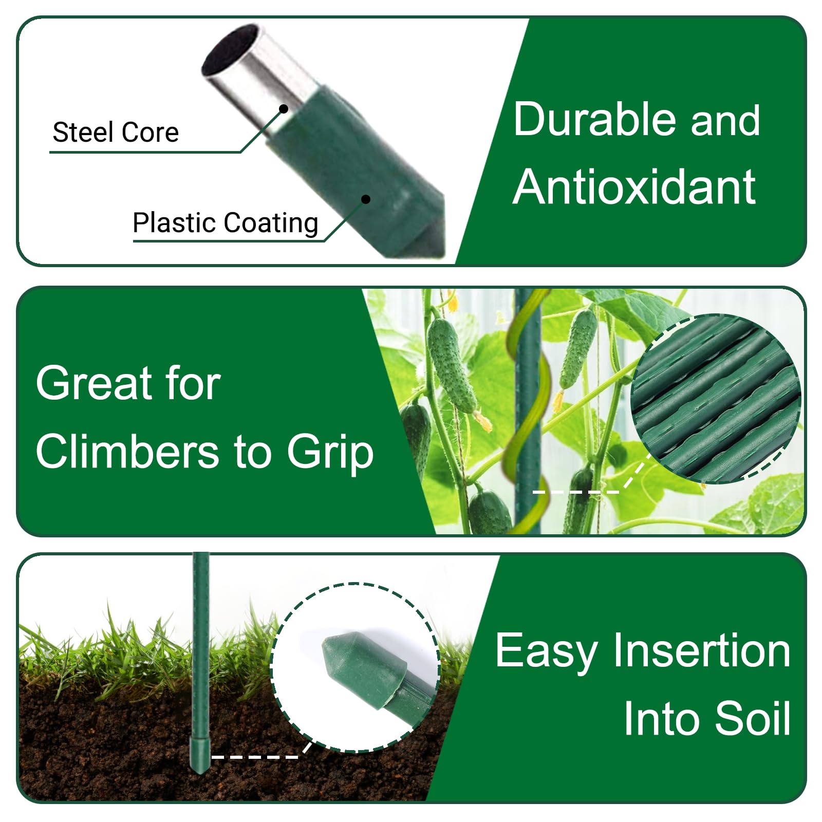 TINGYUAN green stakes blend with foliage for discreet garden support
