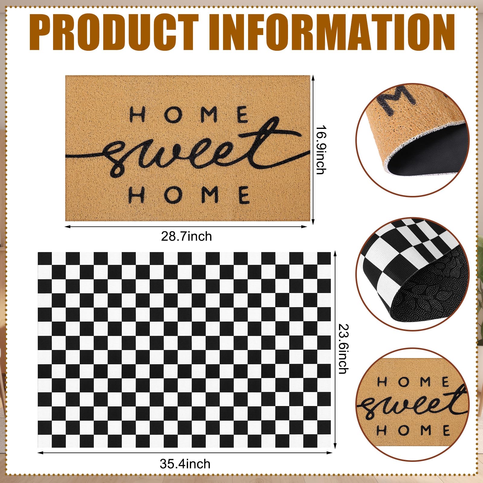 Tinideya black and white plaid door mat enhancing curb appeal