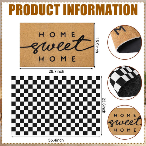 Tinideya black and white plaid door mat enhancing curb appeal