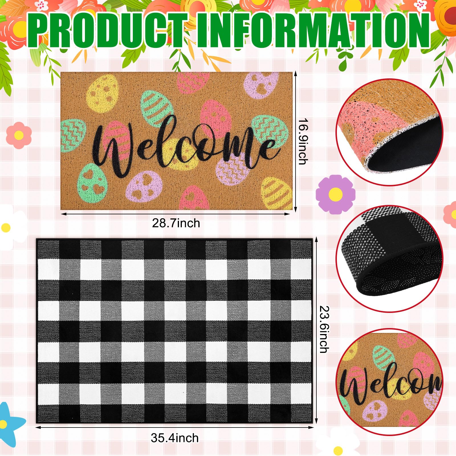 Tinideya checkered welcome mat adds seasonal charm at the main door.