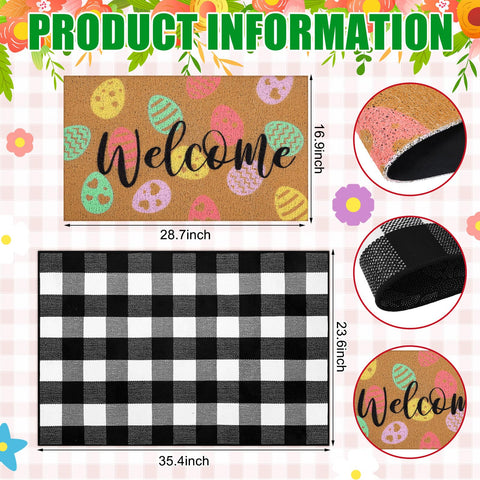 Tinideya checkered welcome mat adds seasonal charm at the main door.