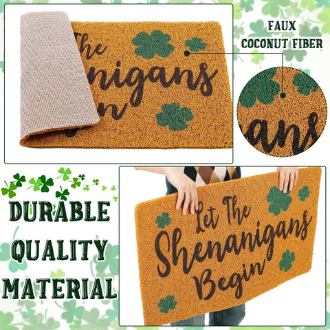 Tinideya coir door mat with four-leaf clover pattern and easy cleaning