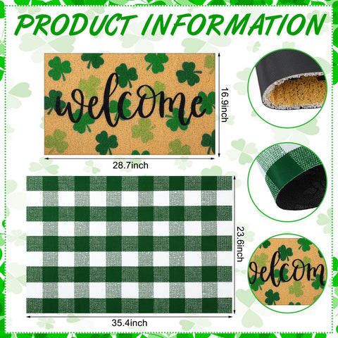 Tinideya coir door mat green clover pattern enhances curb appeal and welcomes visitors.