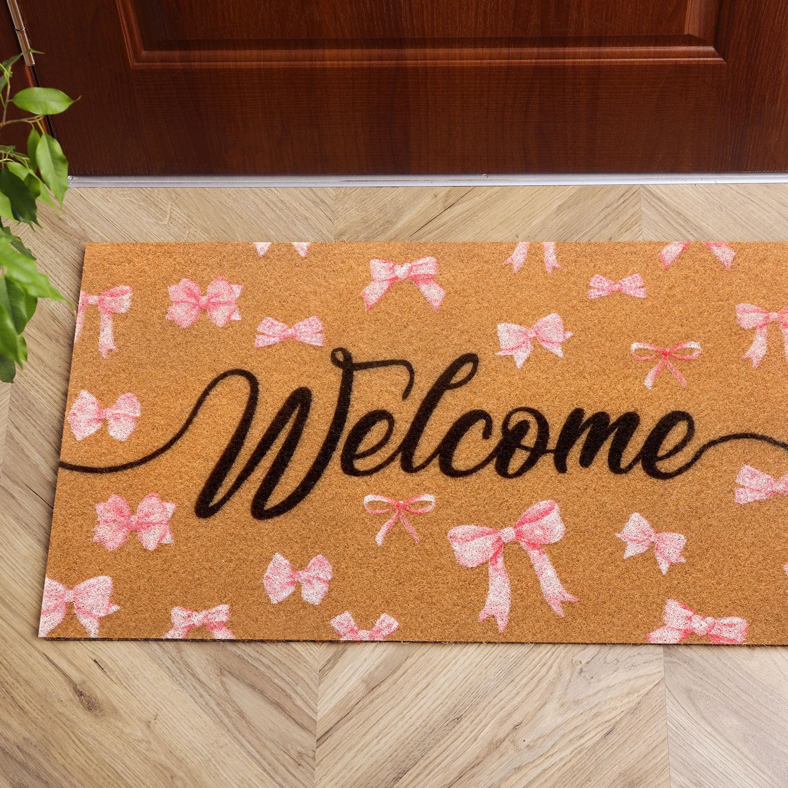 Tinideya coir doormat non-slip base ensures stable entry.