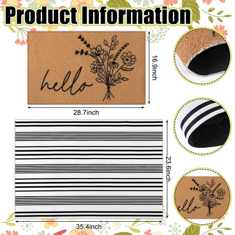 Tinideya door mat with black and white stripes enhances entryway style and visibility.