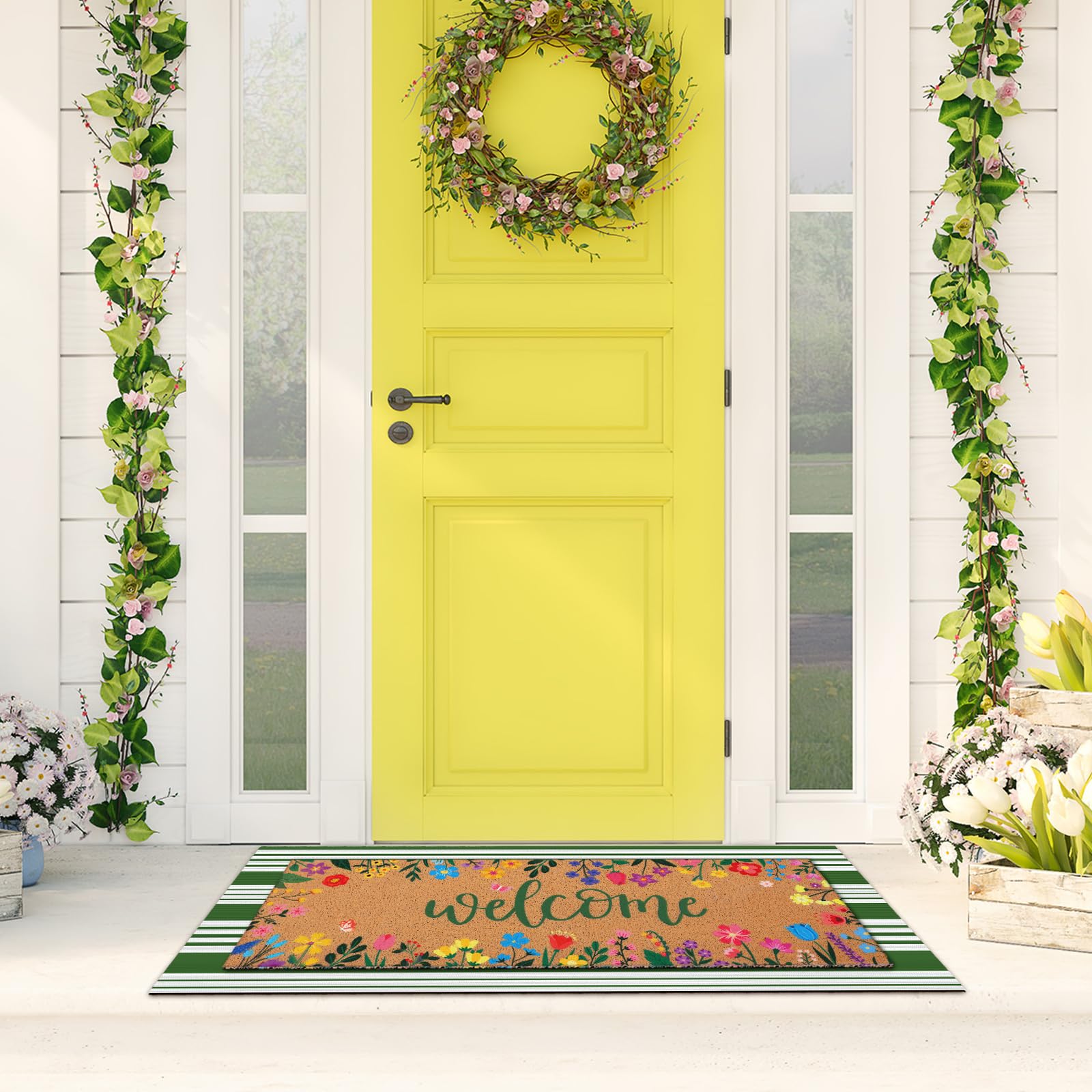 Tinideya entryway decor setup enhances warmth and curb appeal.