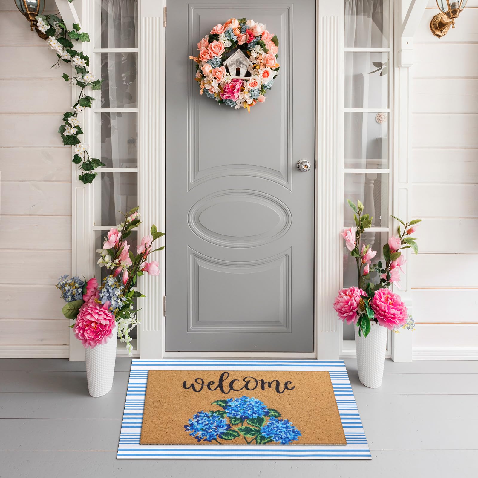 Tinideya welcome mat features sturdy backing for long lasting wear.