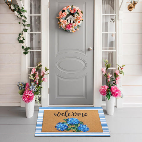 Tinideya welcome mat features sturdy backing for long lasting wear.