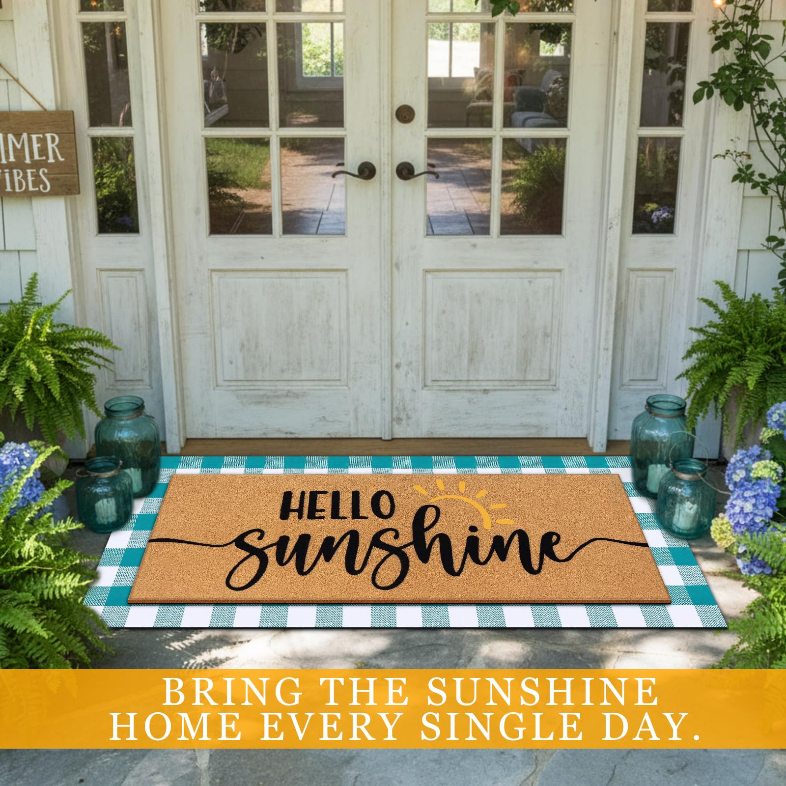 Tinideya Hello Sunshine pair creates a welcoming front porch display.