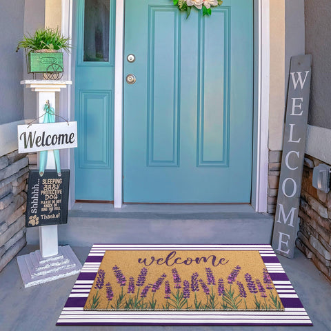 Tinideya lavender-themed doormat adds seasonal charm to your entry.