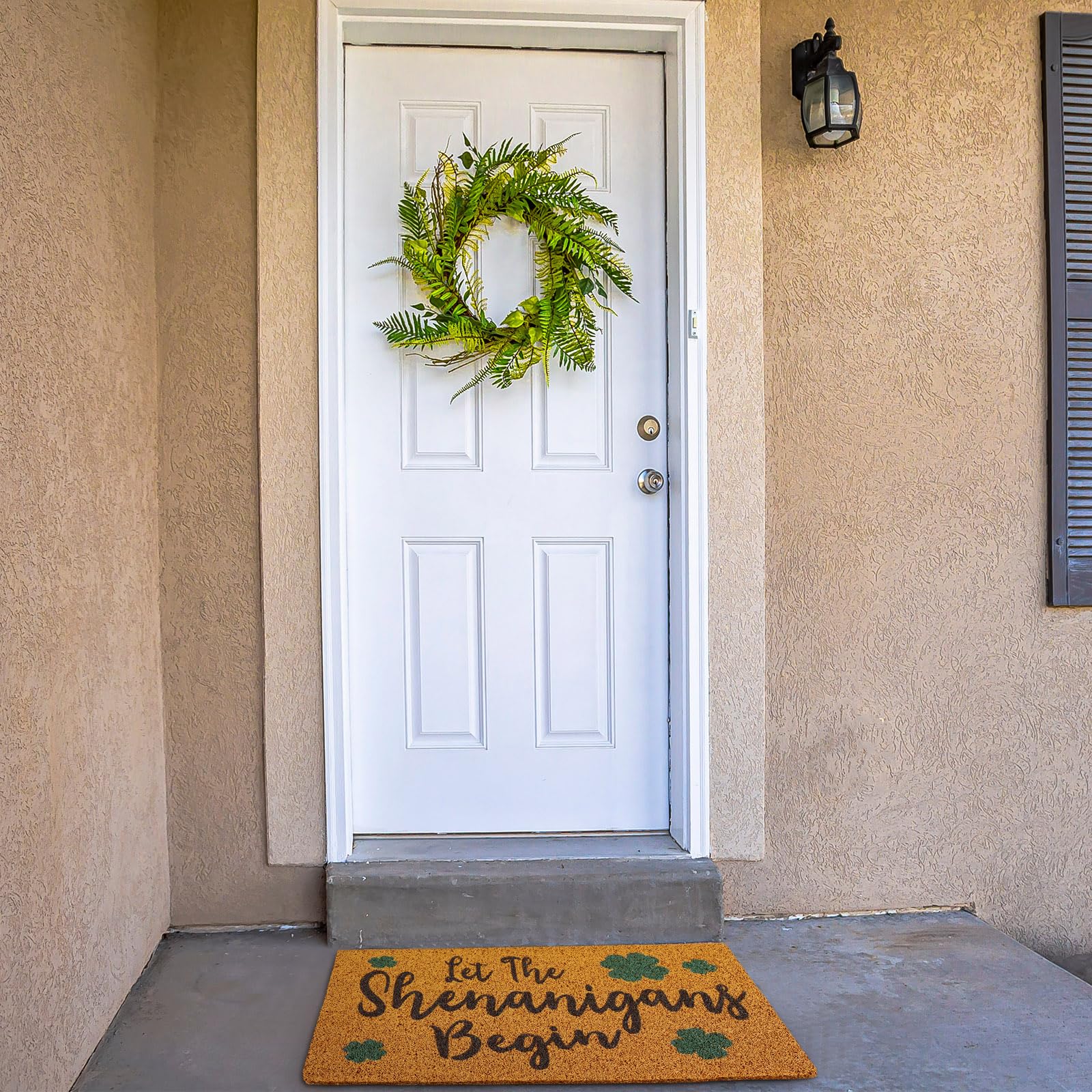 Tinideya front porch decor shamrock mat welcomes guests with color