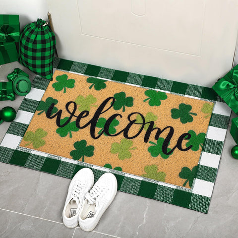 Tinideya front porch decor st patricks mat blends durability with festive flair.