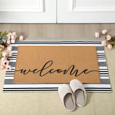 Tinideya front porch mat provides a welcoming touch at doors.