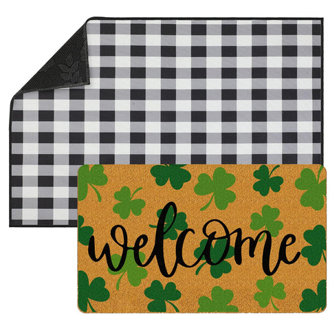 Tinideya green bow mat greets guests and traps dirt at the doorway.