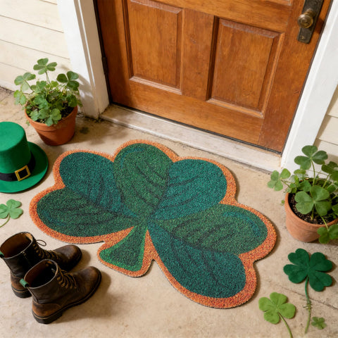 Tinideya green shamrock design doormat adds festive appeal to entryways.