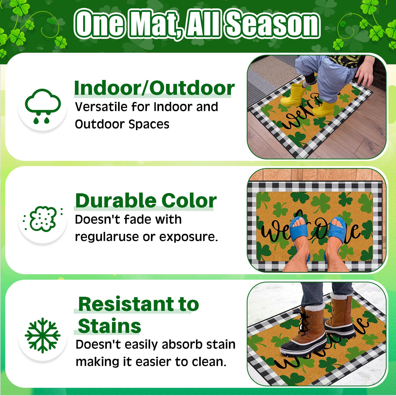 Tinideya indoor-outdoor mat suited for foyers, patios, and entryways.