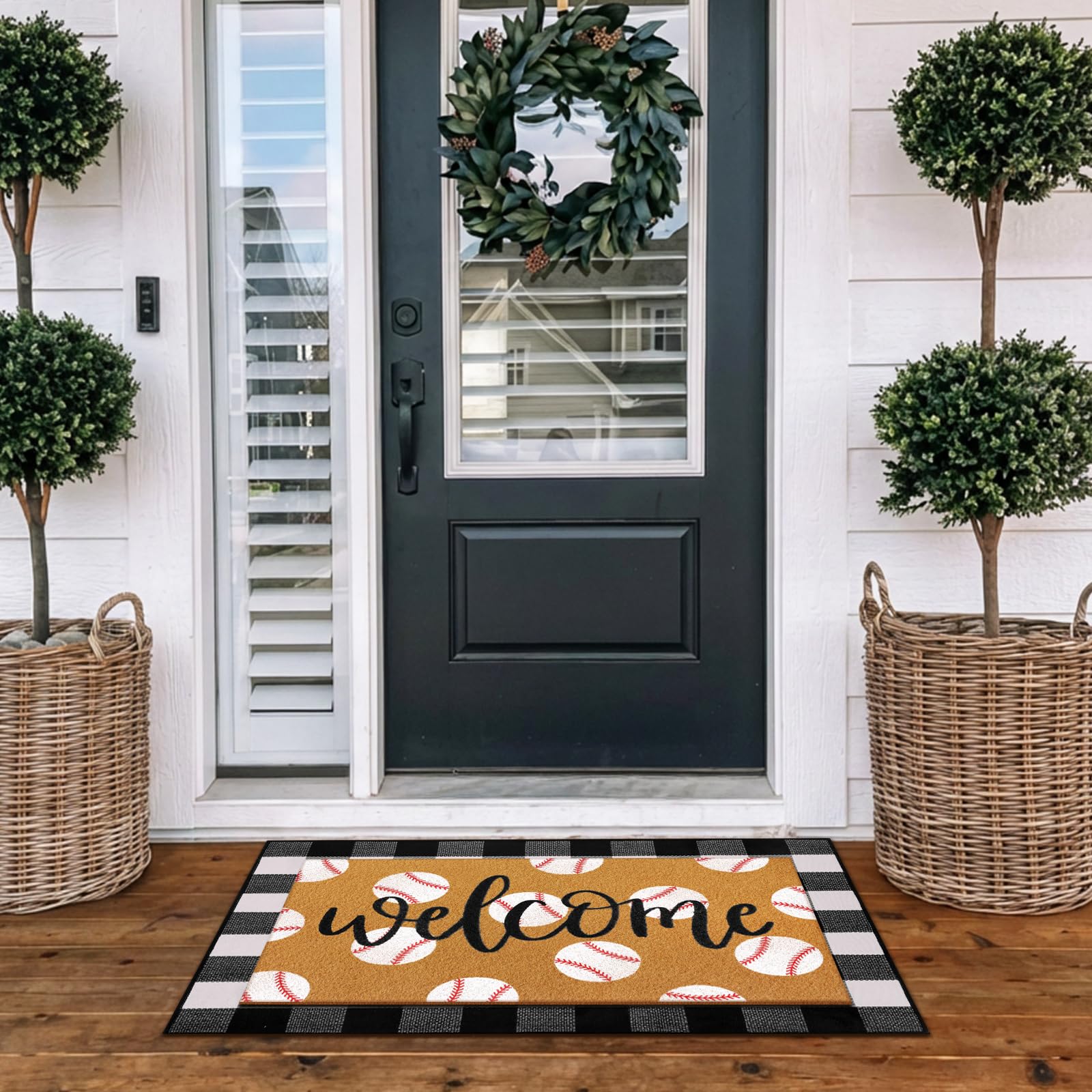 Tinideya non slip rubber backed mat keeps footing secure at doors