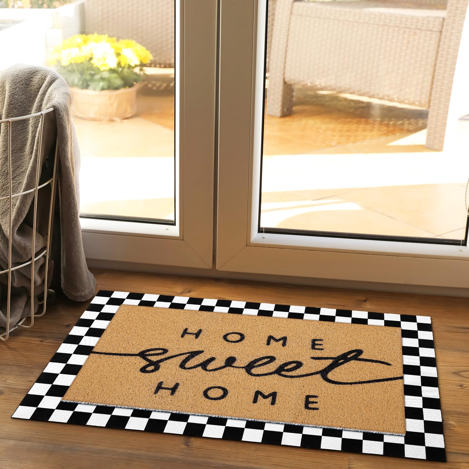 Tinideya close-up of non-slip rubber backing on door mat