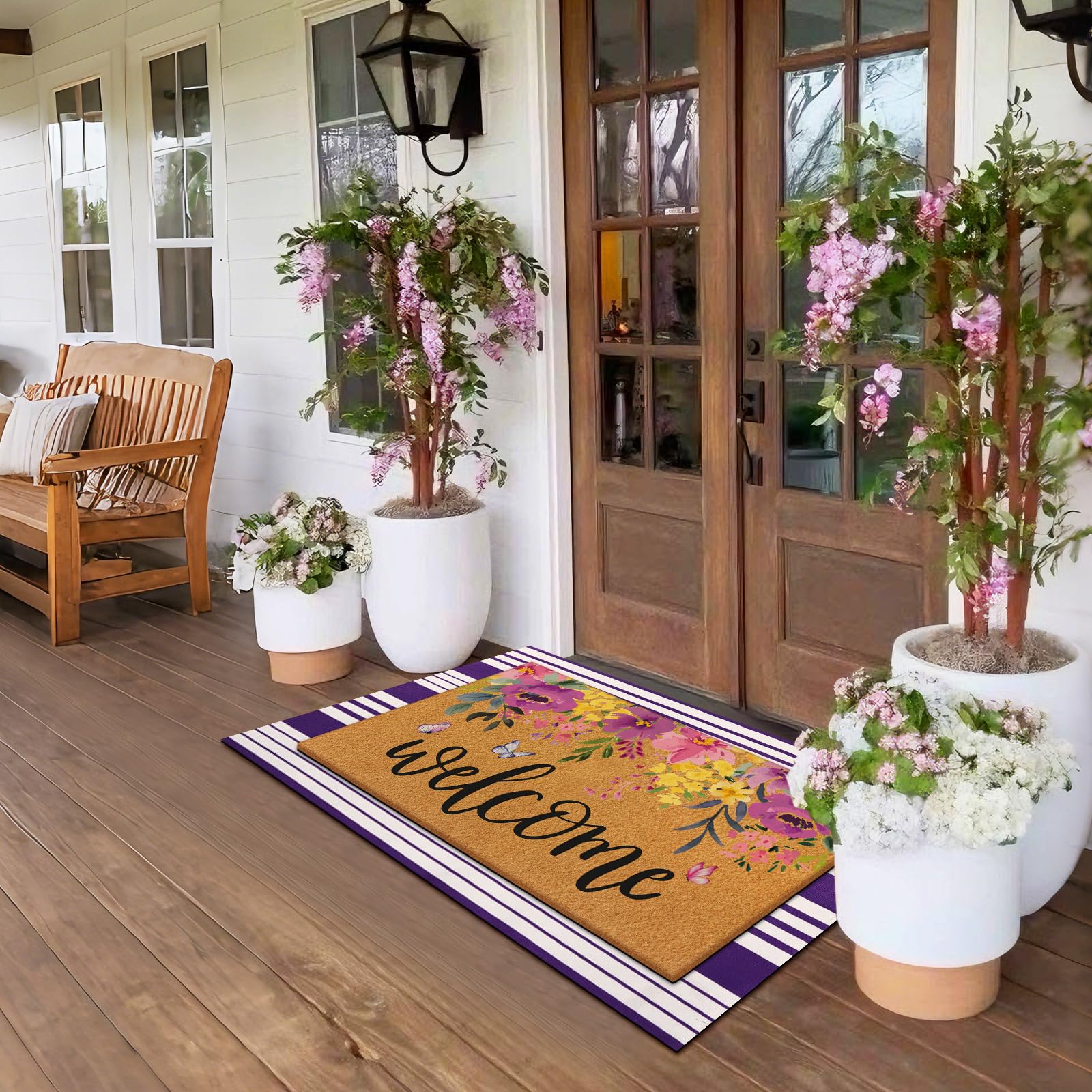 Tinideya mat features non-slip rubber backing for stable, safe use.