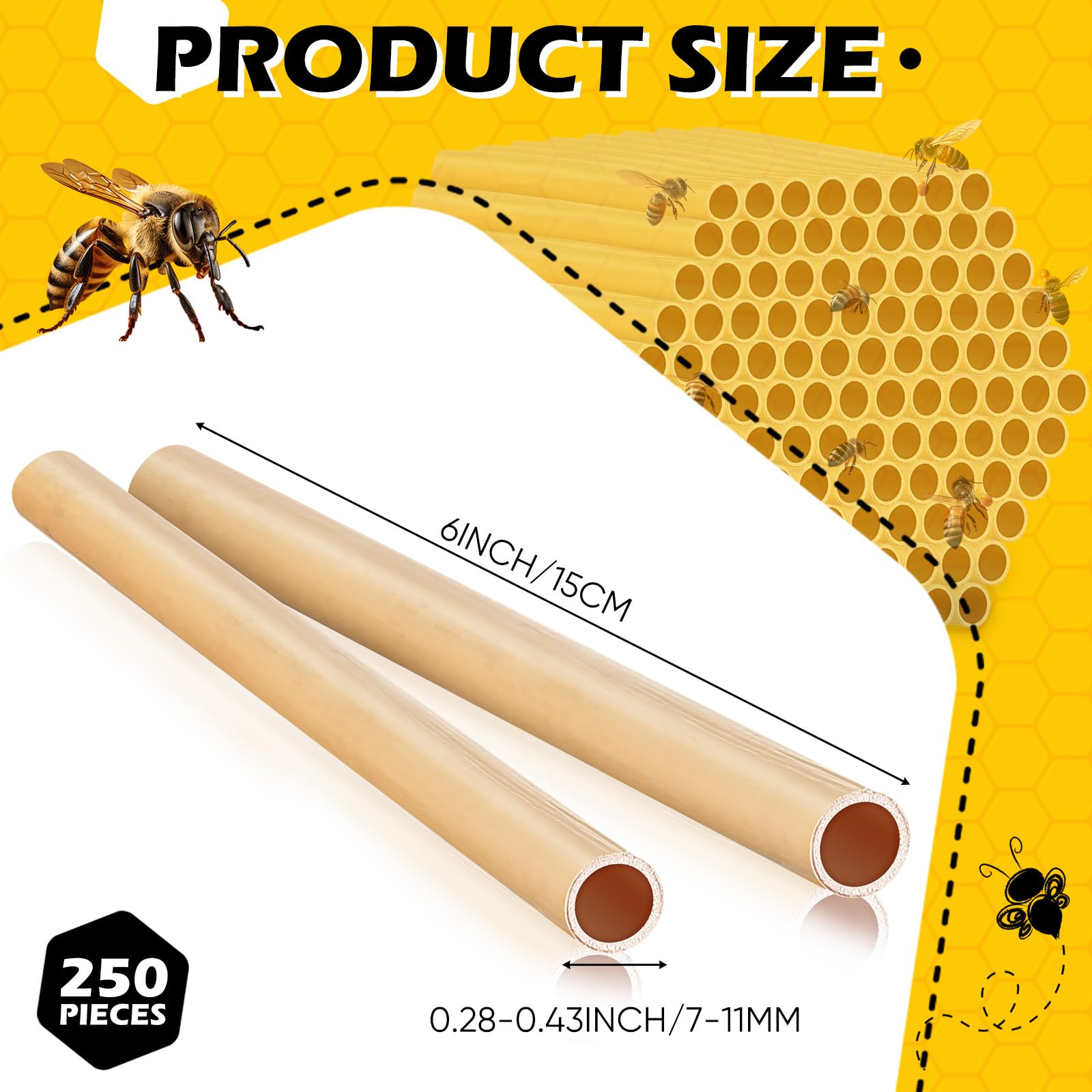 Tinideya phragmite reed tubes set for safe egg-laying sites for mason bees.
