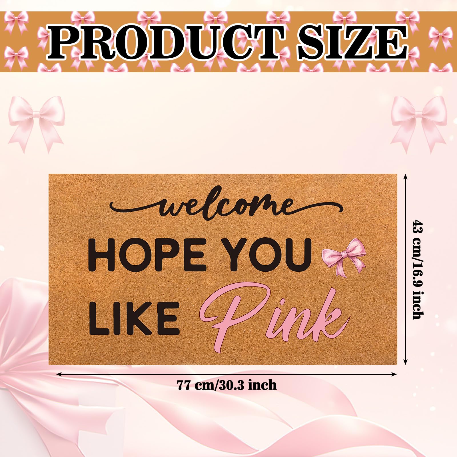 Tinideya pink coir doormat near doorway demonstrates secure placement and slip resistance.