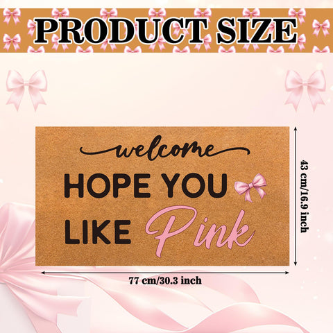 Tinideya pink coir doormat near doorway demonstrates secure placement and slip resistance.