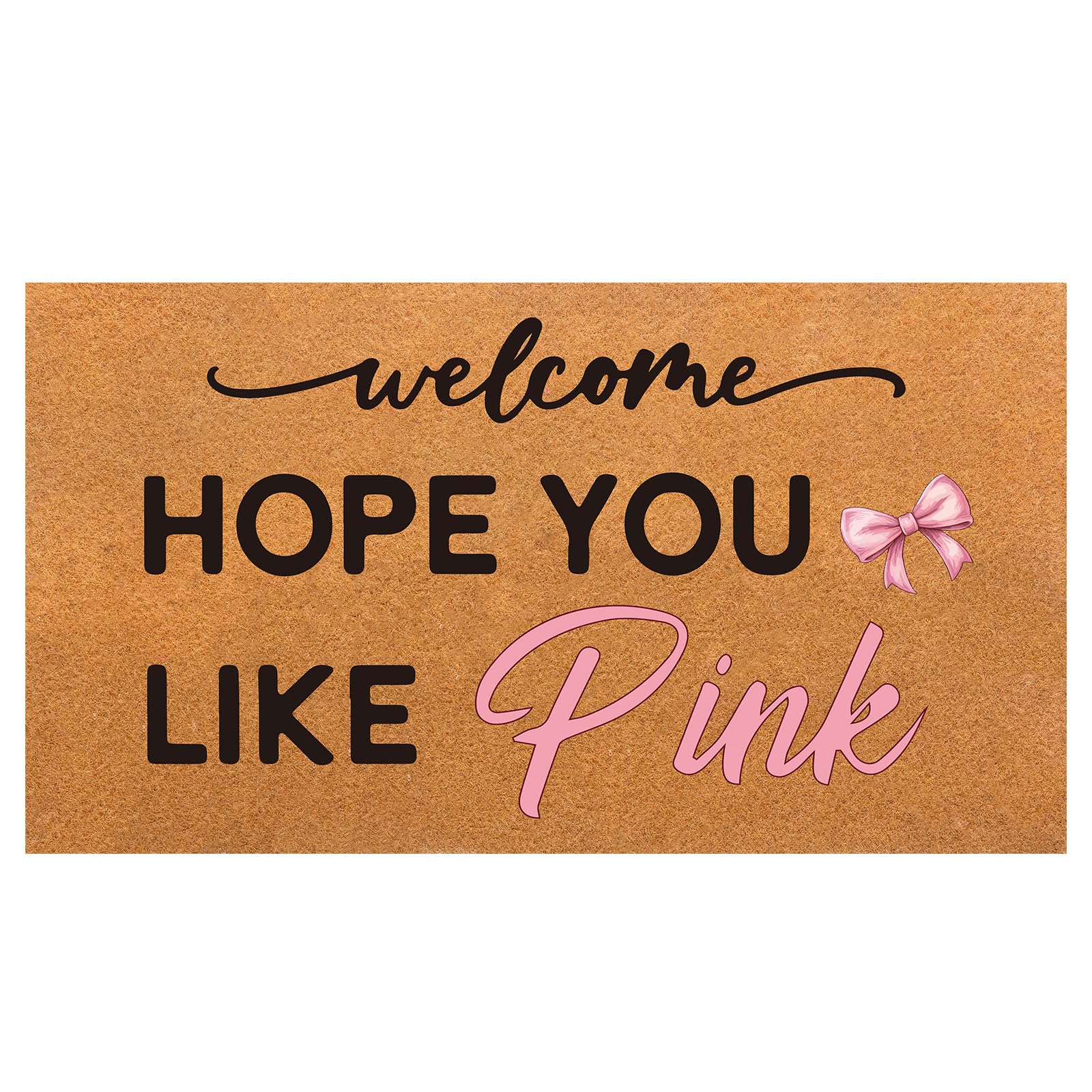 Tinideya pink coir doormat outdoors at entrance, traps dirt while welcoming guests.