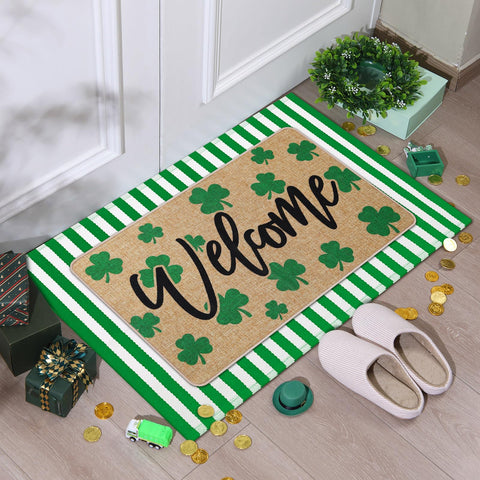 Tinideya shamrock welcome design brightens porch with festive Irish charm.