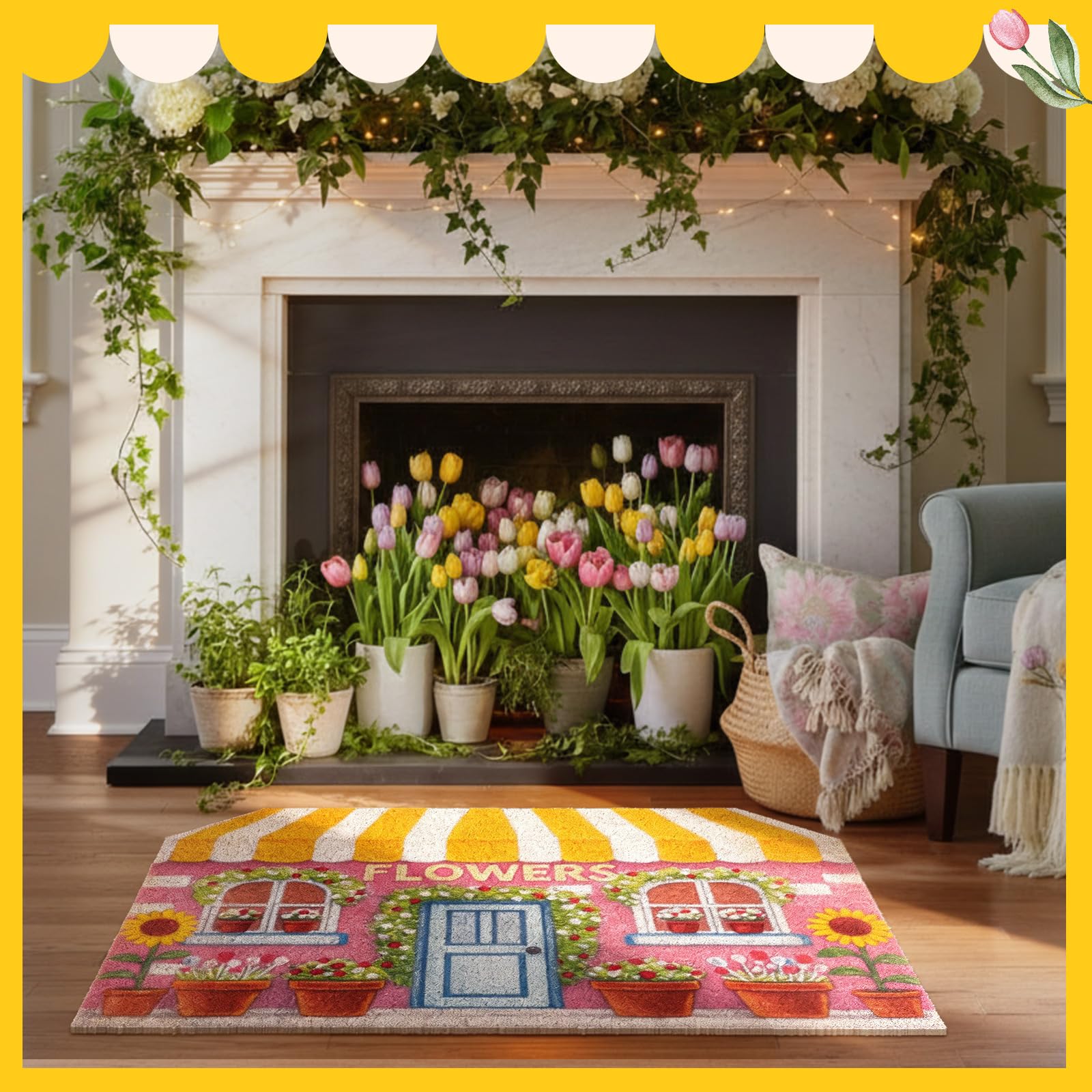 Tinideya Spring Doormat cottage design for cozy, inviting curb appeal.