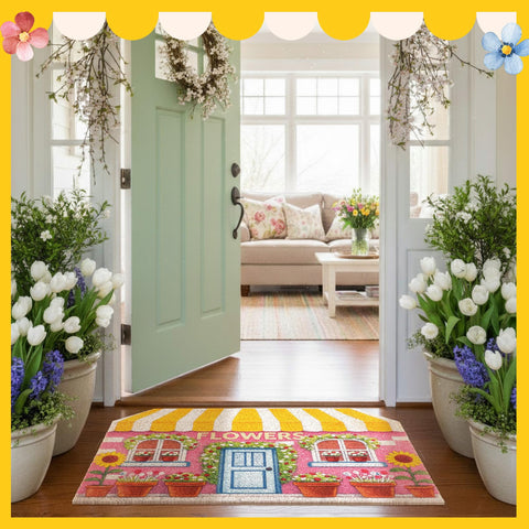 Tinideya Spring Doormat pastel colors brighten entryways and indoor spaces.