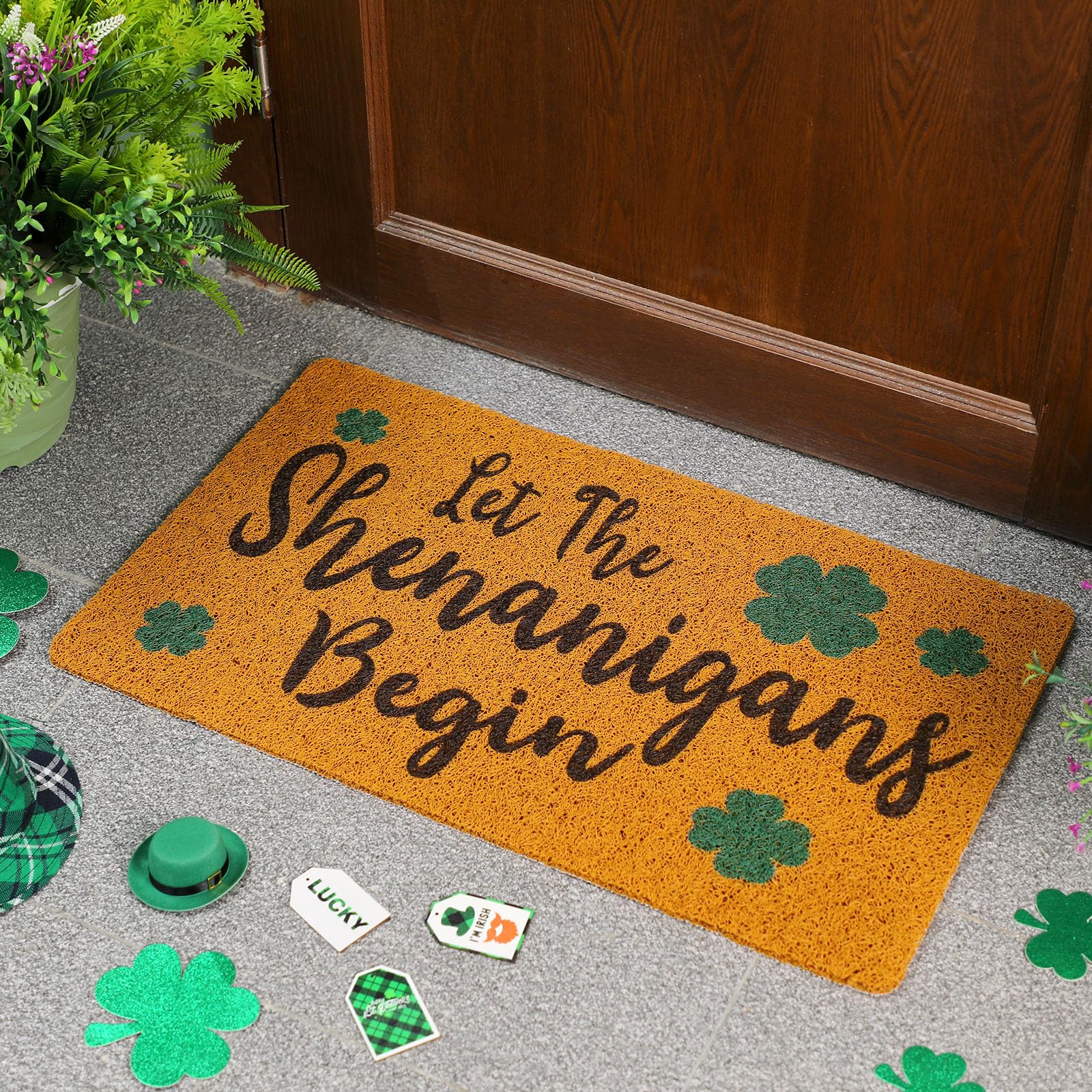 Tinideya st patricks day entryway mat with green pattern for seasonal charm