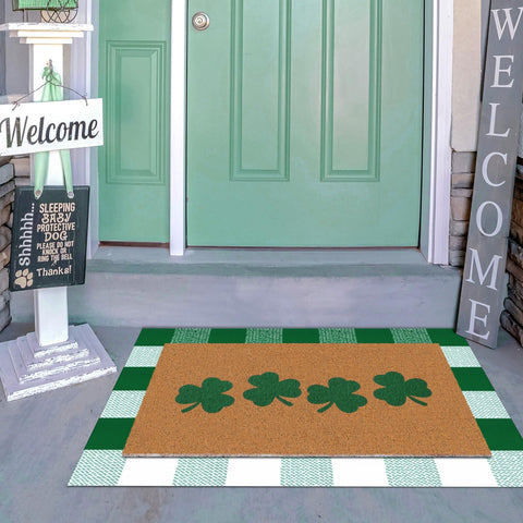 Tinideya shamrock print adds festive charm to any doorway.