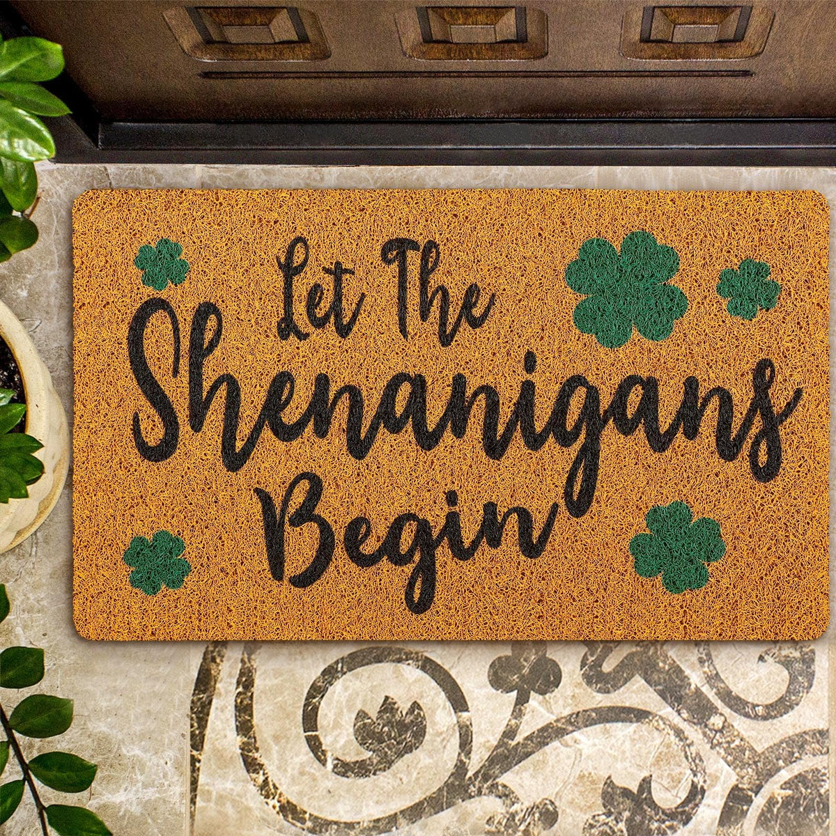 Tinideya st patricks day shamrock door mat with non-slip backing for the front door