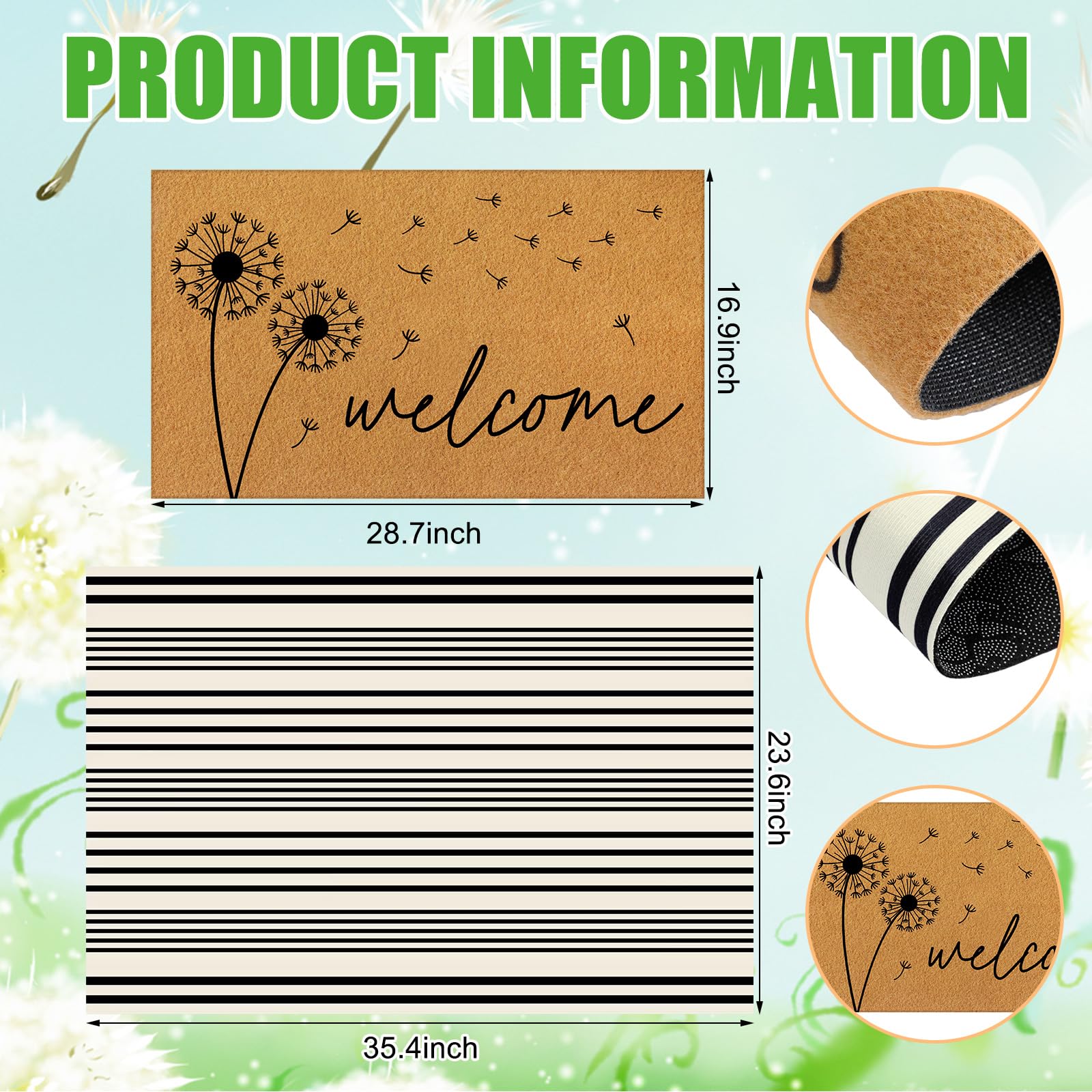Tinideya striped welcome mat adds modern contrast at the doorway.