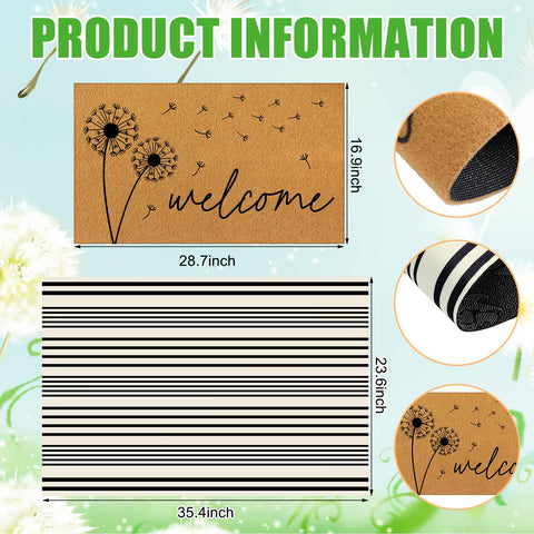 Tinideya striped welcome mat adds modern contrast at the doorway.
