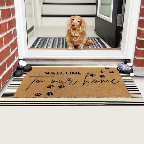 Tinideya door mat with sturdy stitching for lasting durability.