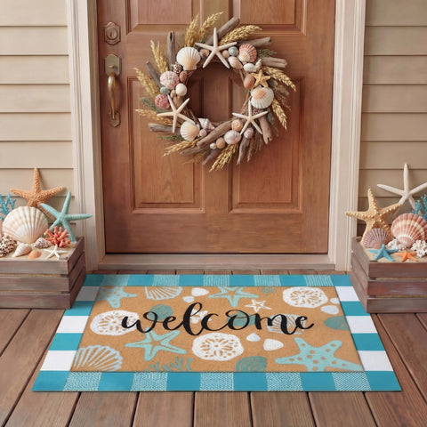 Tinideya summer door mat featuring coastal beach design for a welcoming entry