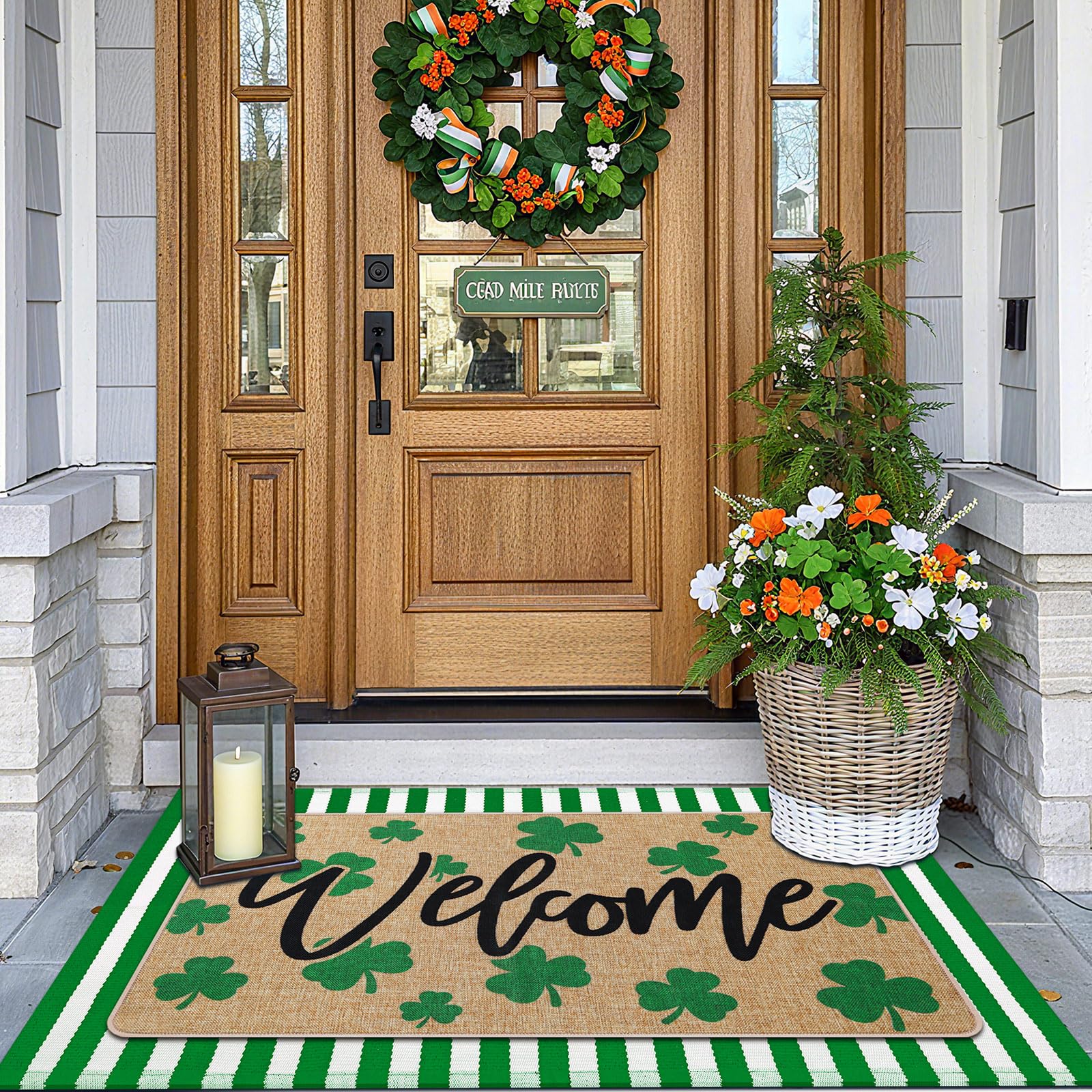 Tinideya two-layer doormat at entry with sturdy support and decorative flair.