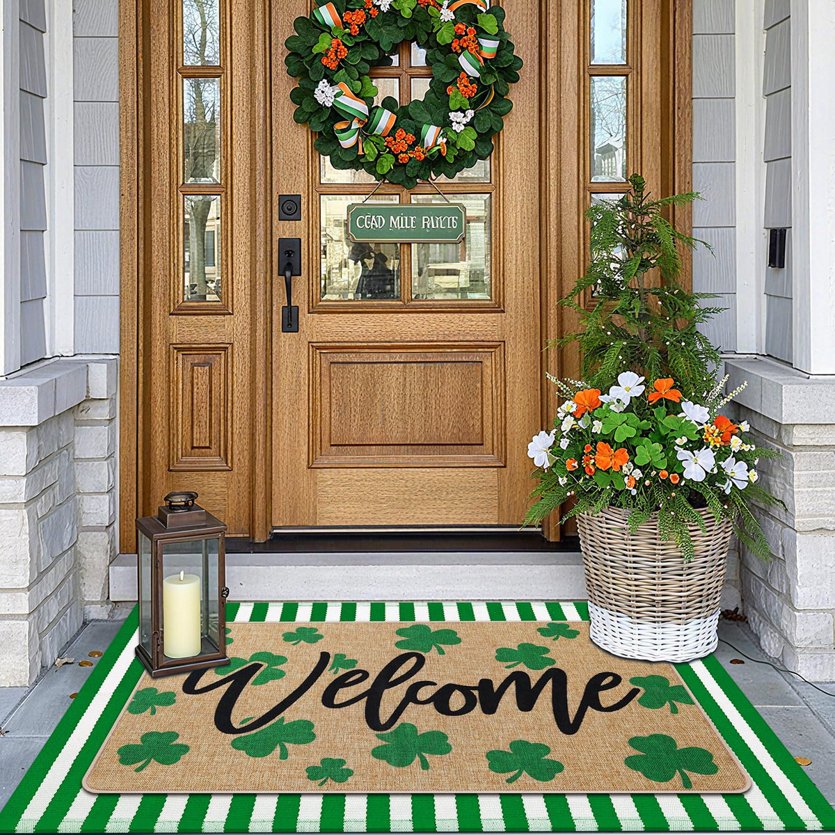 Tinideya two-layer doormat at entry with sturdy support and decorative flair.