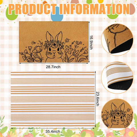 Tinideya two-piece Easter doormat set featuring bunny and flowers enhances front porch.