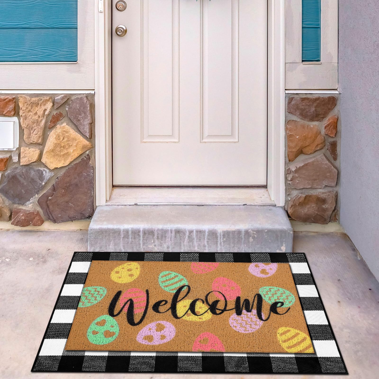 Tinideya two-piece mat set suits two entry doors stylishly.