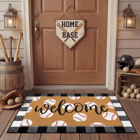 Tinideya welcome doormat featuring baseball pattern for durable entryway protection